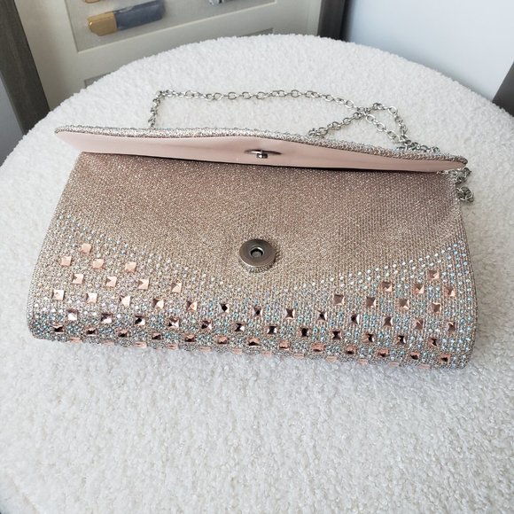 D'margeaux New York Evening Clutch - Champagne/Sparkling Pink Rhinestones - Picture 3 of 12